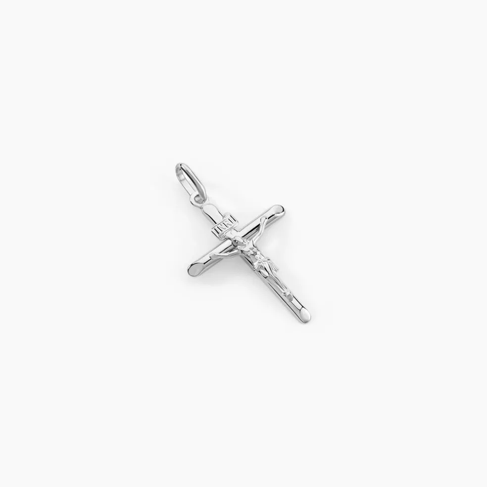 Pendentif Damian Croix Or Blanc