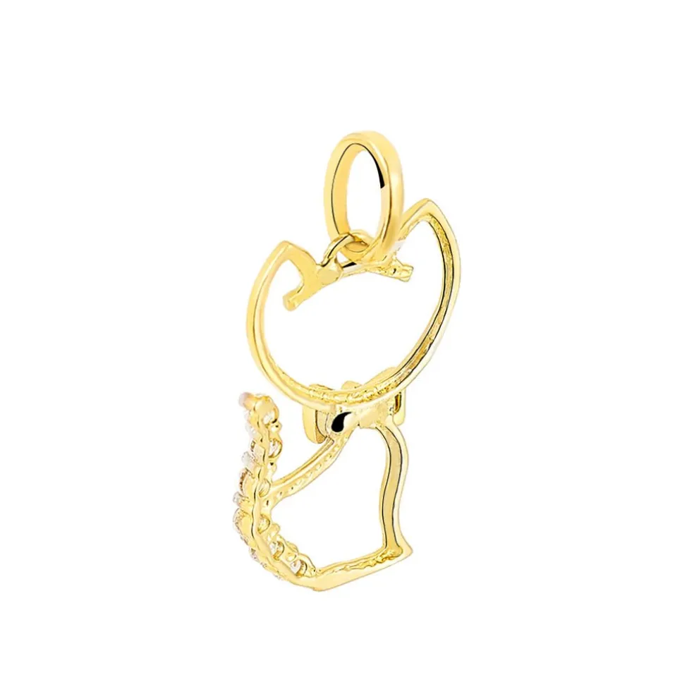 Pendentif Egee Chat Or Jaune Oxyde De Zirconium