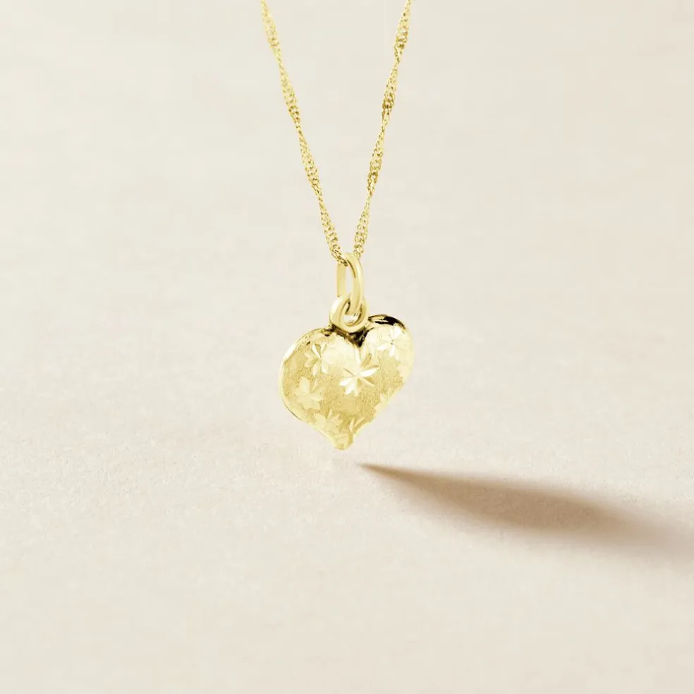 Pendentif Eudocie Coeur Mat Et Brillant Or Jaune