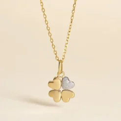 Pendentif Eudocie Coeur Trefle Or Jaune