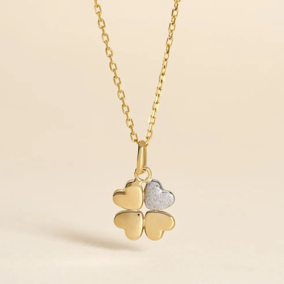Pendentif Eudocie Coeur Trefle Or Jaune