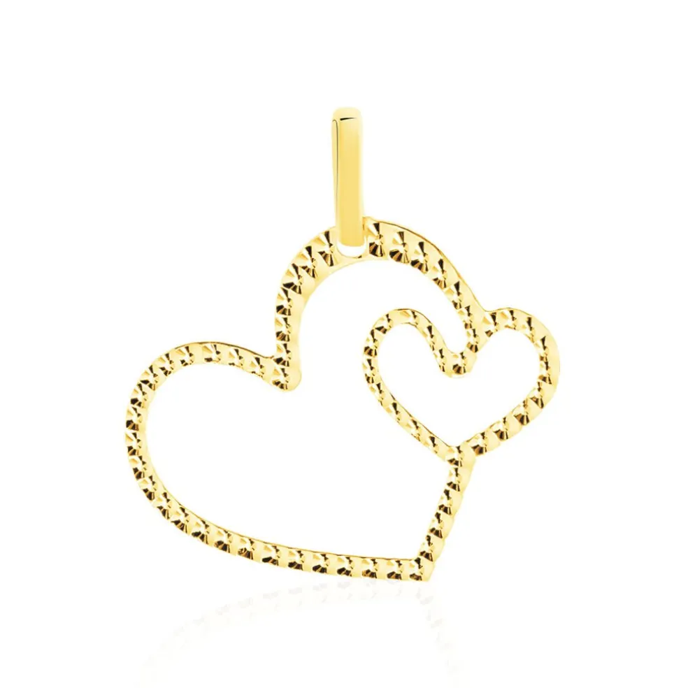 Pendentif Eudocie Coeurs Diamantes Or Jaune