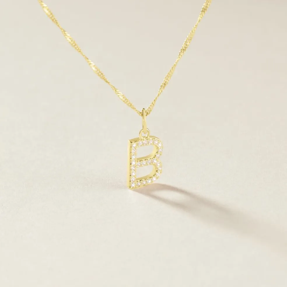 Pendentif Lettre B Or Jaune Oxyde