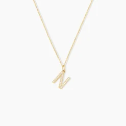 Pendentif Lettre N Or Jaune Oxyde