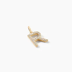 Pendentif Lettre R Or Jaune Oxyde