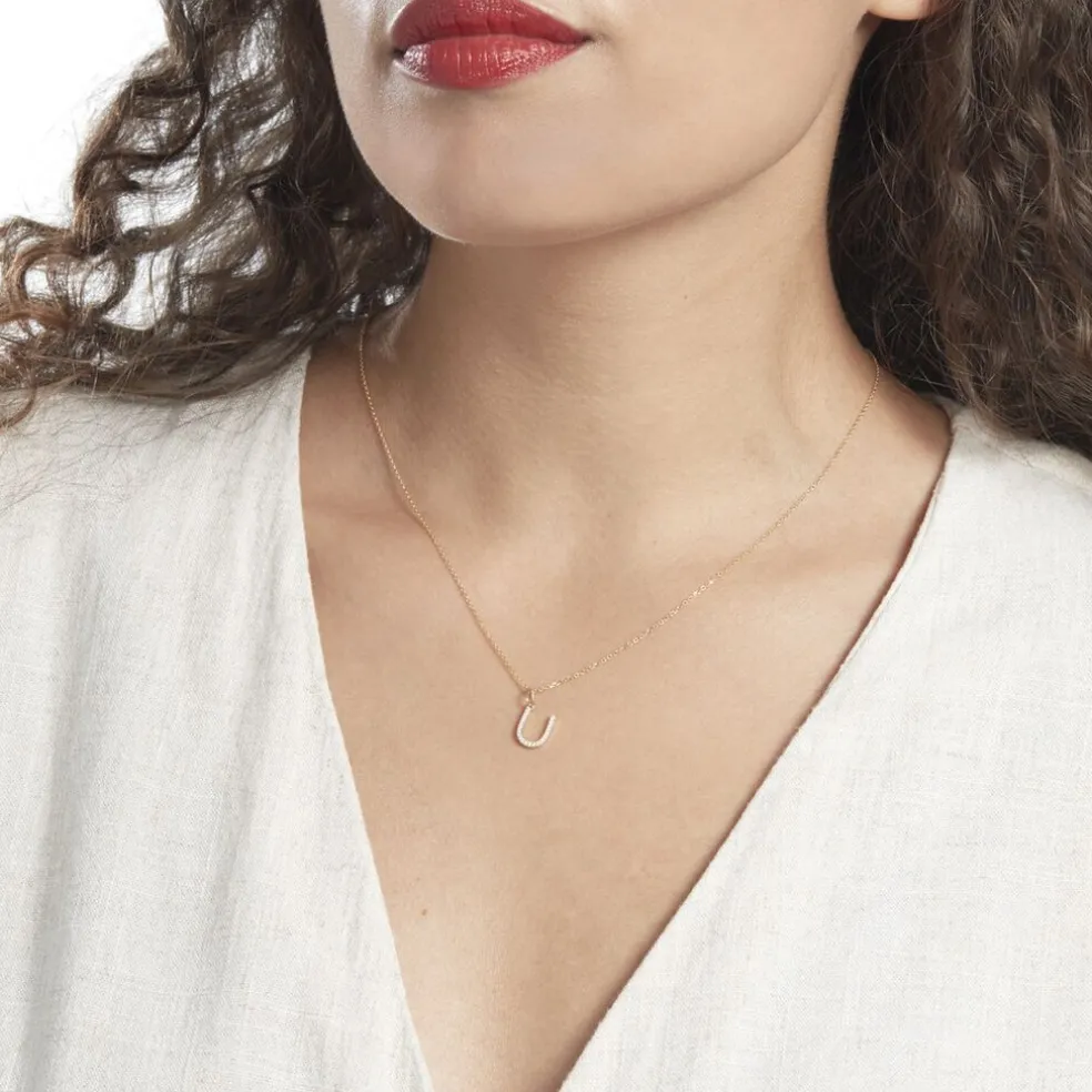 Pendentif Lettre U Or Jaune Oxyde