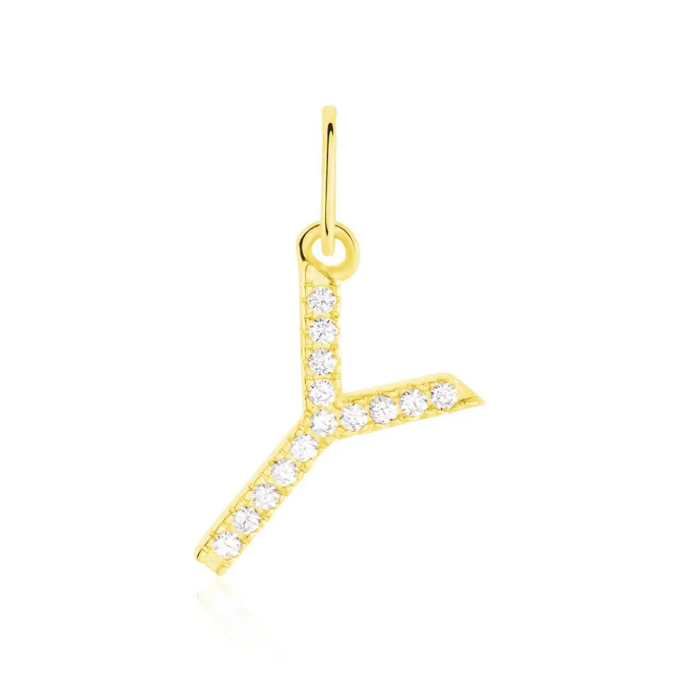 Pendentif Lettre Y Or Jaune Oxyde
