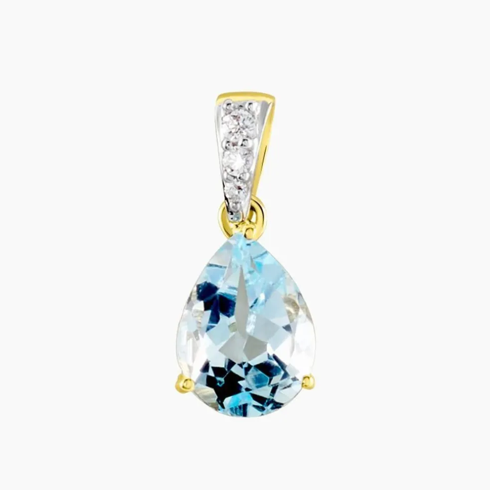 Pendentif Or Jaune Gorgel Topaze Oxydes De Zirconium