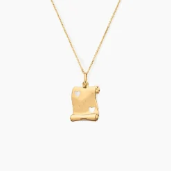 Pendentif Sirona Parchemin Message Or Jaune