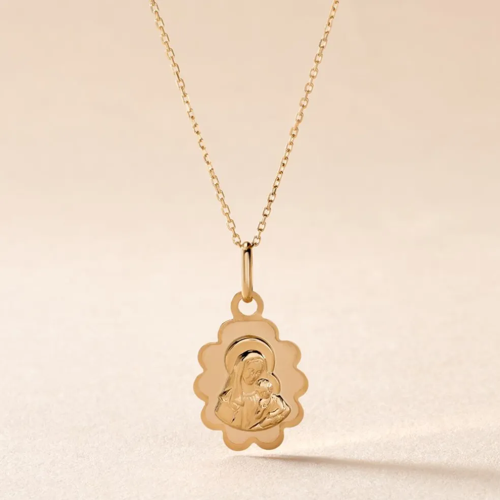 Pendentif Vierge Nuage Or Jaune