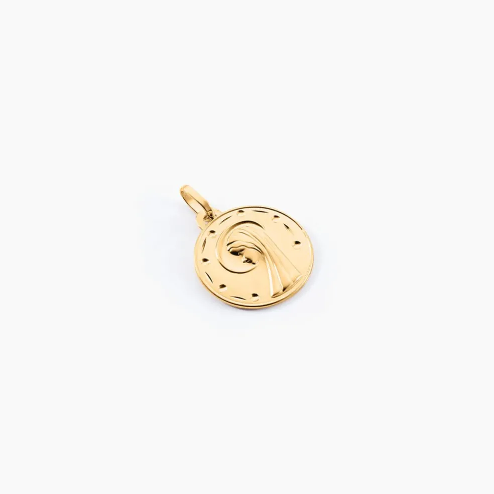 Pendentif Vierge Rond Diamante Or Jaune