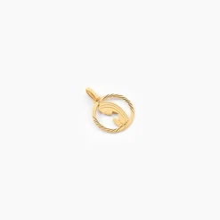 Pendentif Vierge Rond Diamante Or Jaune