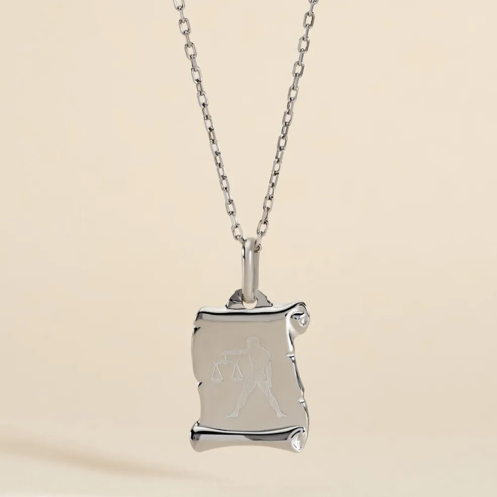 Pendentif Zodiaque Parchemin Argent Blanc