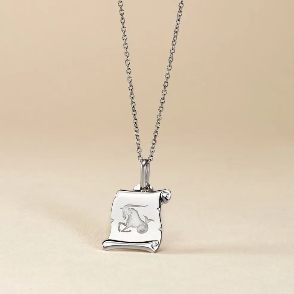 Pendentif Zodiaque Parchemin Argent Blanc