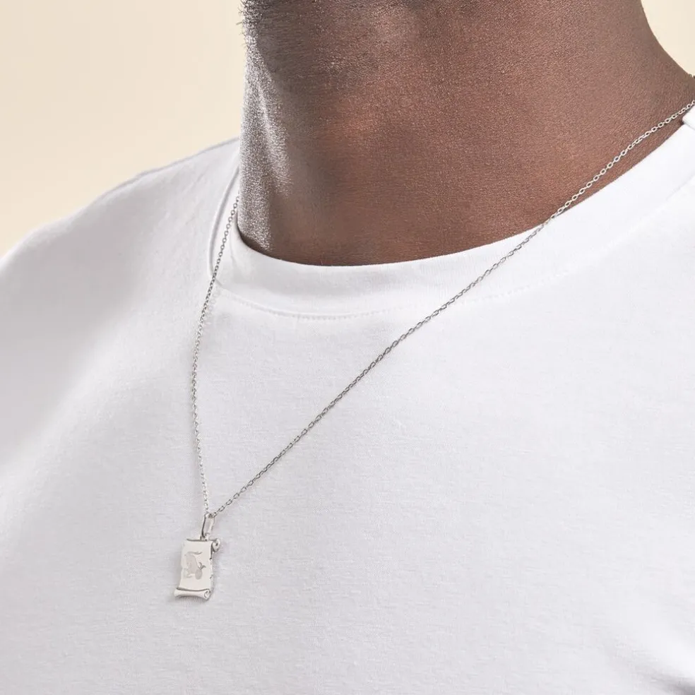 Pendentif Zodiaque Parchemin Argent Blanc