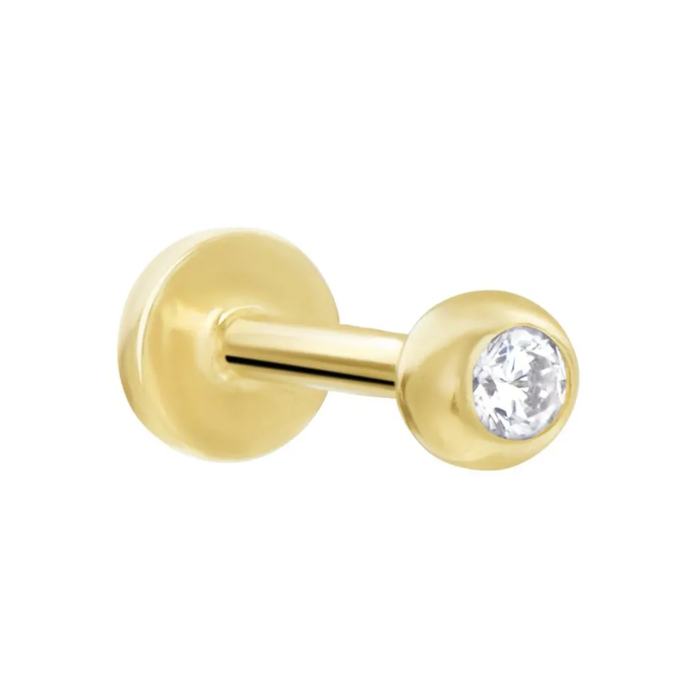 Piercing De Labret Or Jaune Acanta Oxyde De Zirconium