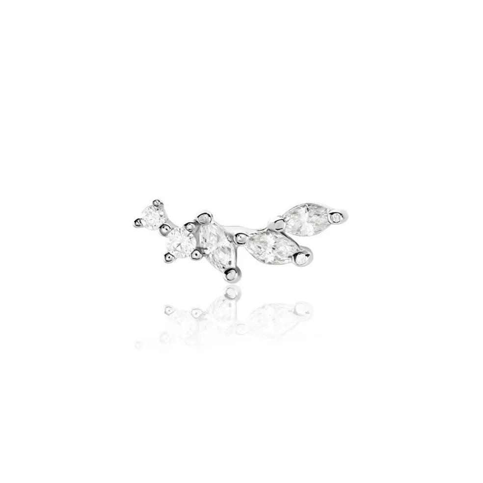 Piercing D'oreille Unitaire Nara Argent Blanc Oxyde De Zirconium