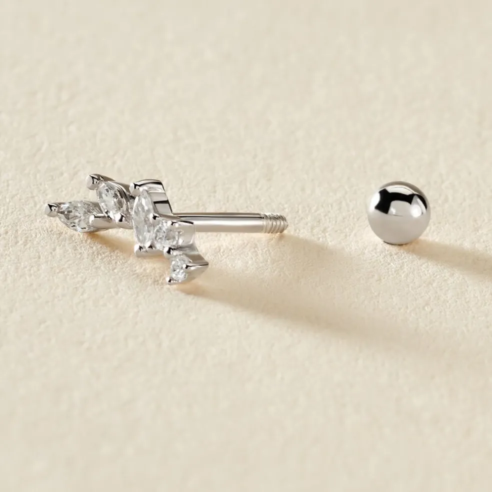 Piercing D'oreille Unitaire Nara Argent Blanc Oxyde De Zirconium