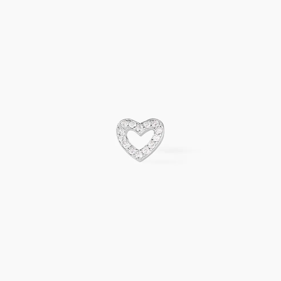 Piercing D'oreille Unitaire Argent Blanc Cort Oxyde De Zirconium