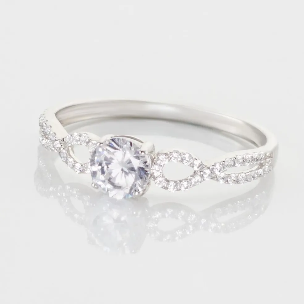 Solitaire Or Blanc Sevastiane Oxyde De Zirconium